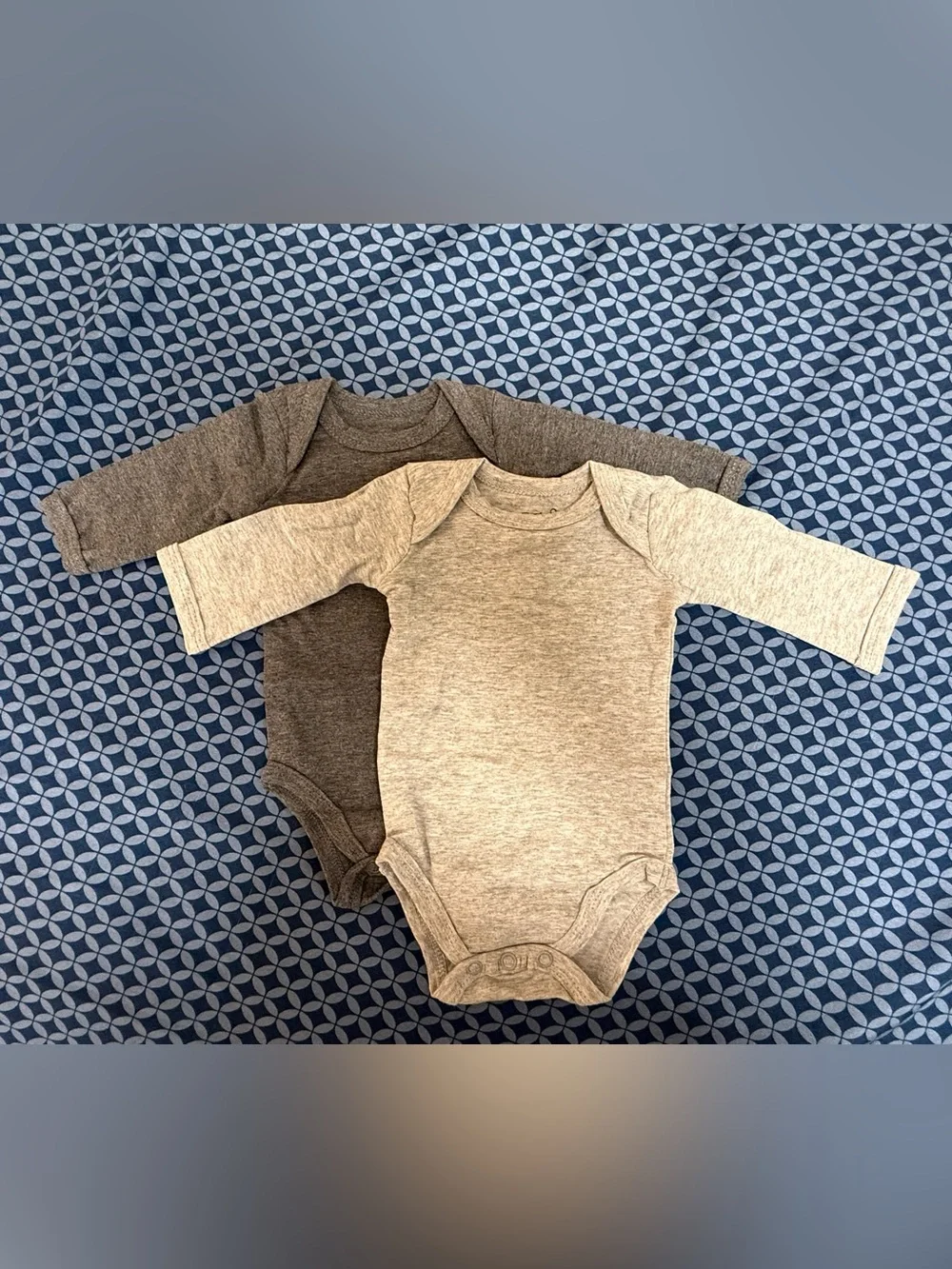 Neutral Long-Sleeve Baby One-Piece Bodysuits - Light Gray & Dark Gray